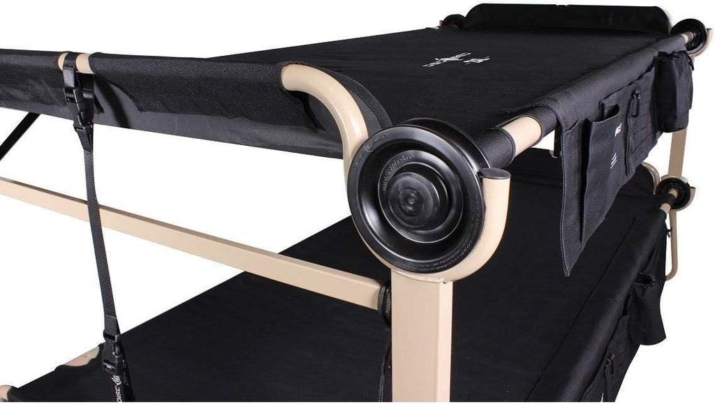 Black Outdoor Convertible 2 Person Camping Cot with 2 Side Organizers Q964