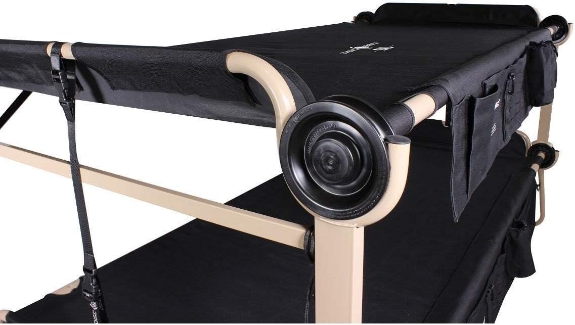 Black Outdoor Convertible 2 Person Camping Cot with 2 Side Organizers Q964