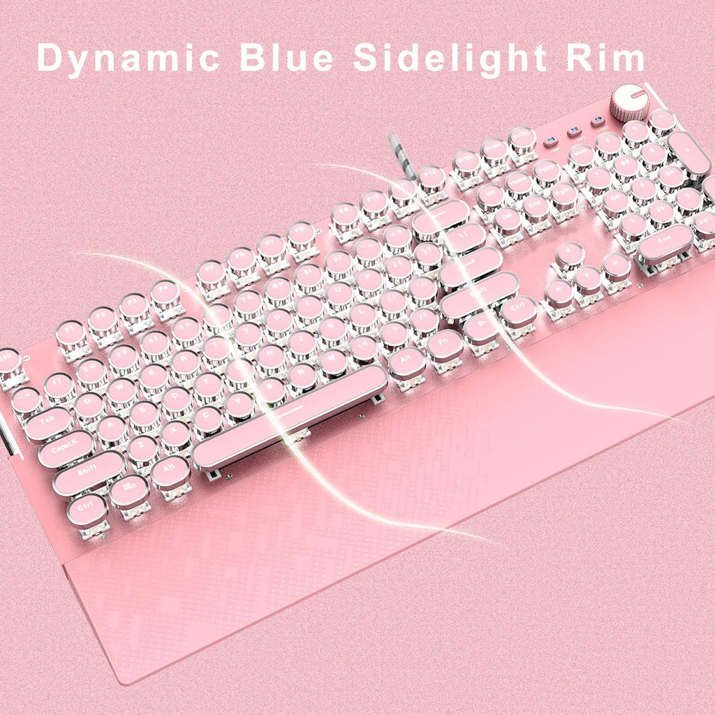 Pink 104 Keys White LED Backlit Mechanical Gaming Keyboard with Mouse Combo U551210