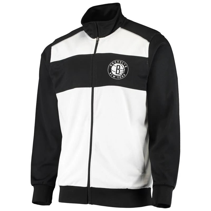 White Black Full-Zip Track Jacket Large T372194