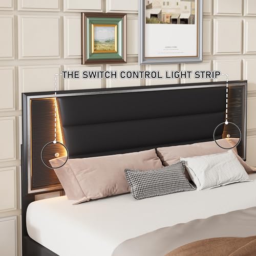 3-Pieces Queen Size Upholstered Bedroom Sets with LED Lights P2588