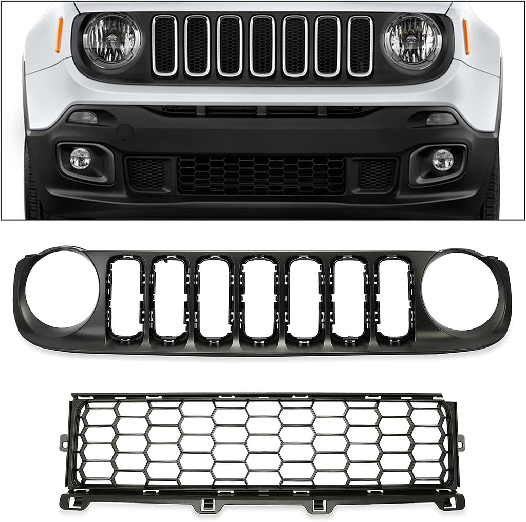 Black 2pcs Front Grille and Lower Grille P405127