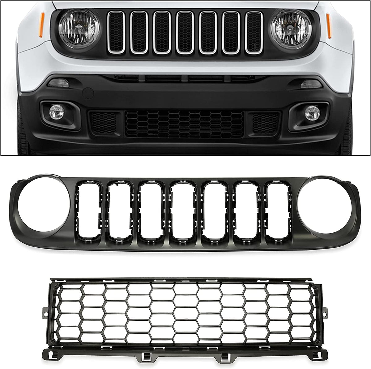 Black 2pcs Front Grille and Lower Grille P405127