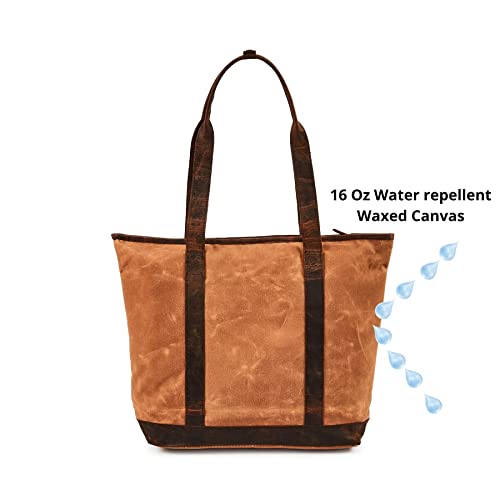 Real Leather Shoulder Handbag Organizer Water Repellent Waxed Canvas Tote Bag M757903
