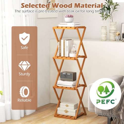 4-Tier Foldable Wooden Plant Stand F482635