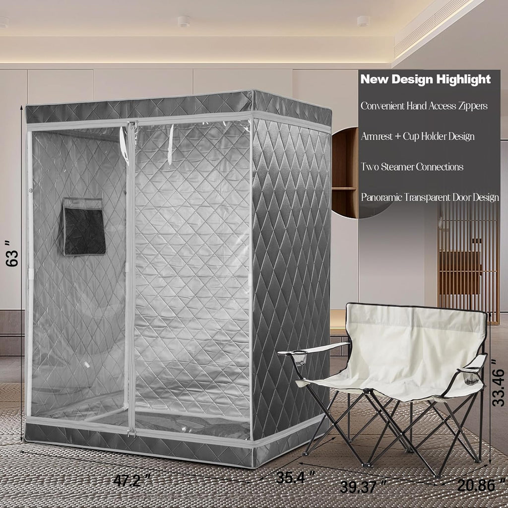 Full Size 2 Person Portable Steam Sauna Tent (Grey) O406144