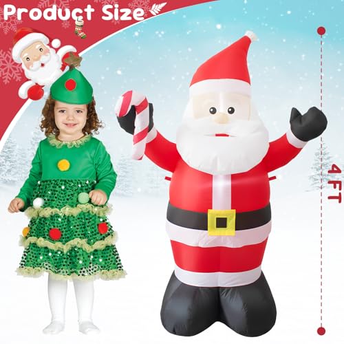 4 Foot Christmas Inflatable Santa Claus Decoration with LED Lights T4767