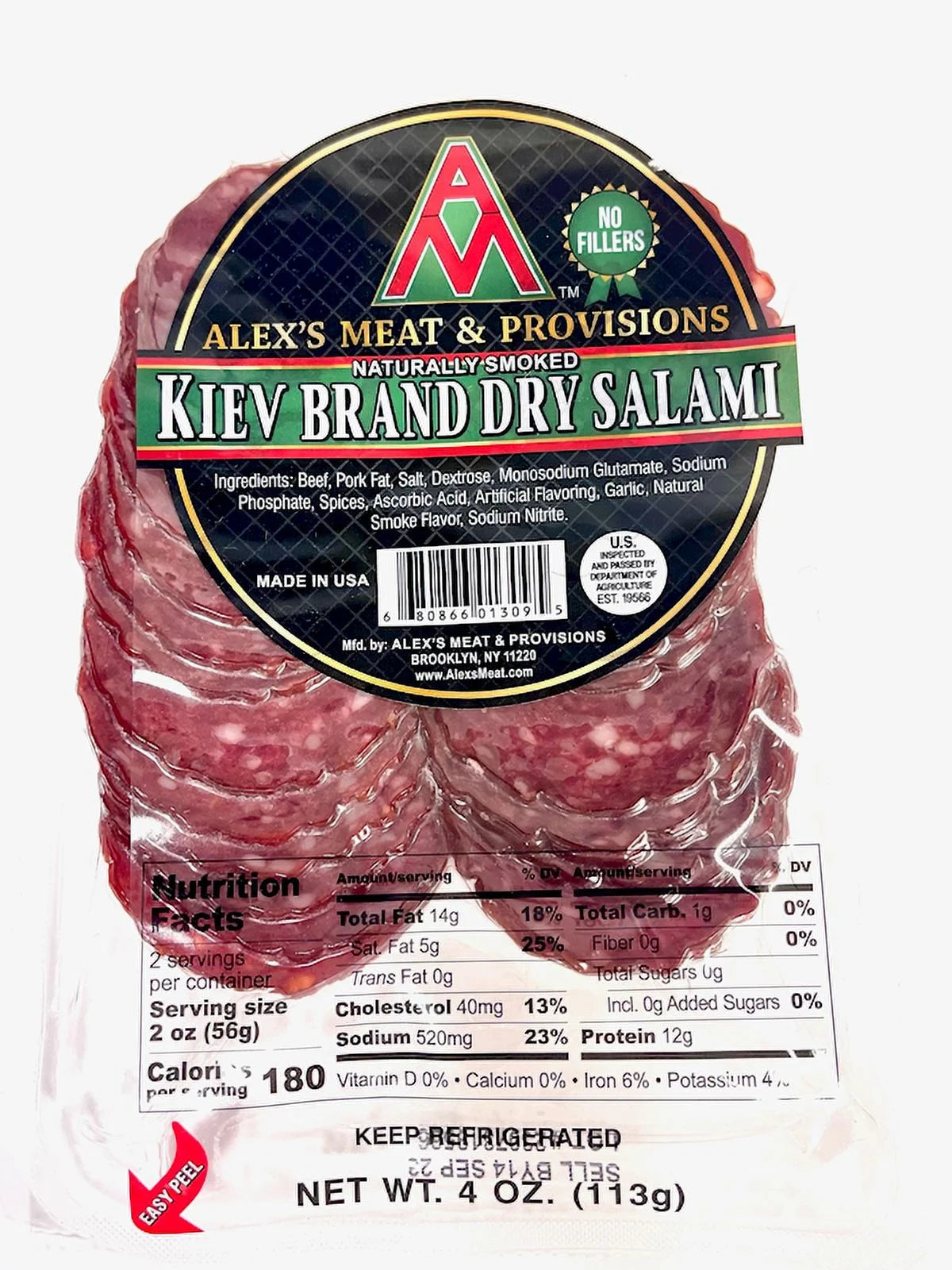 Dry Salami Sliced 4 Oz 3 Pack Beef & Pork Blend U105