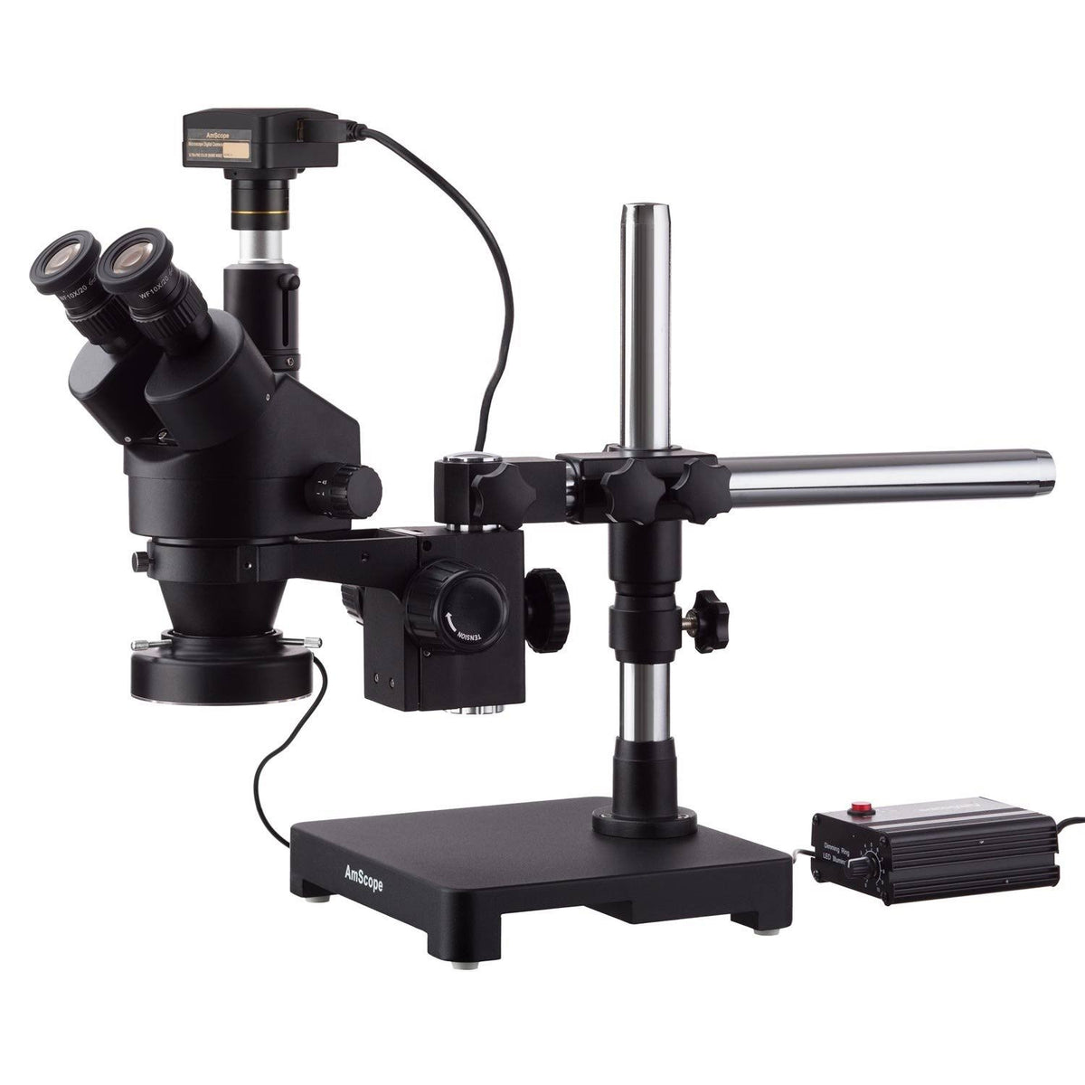 Black Trinocular Stereo Zoom Microscope with 80-LED Ring Light H87176