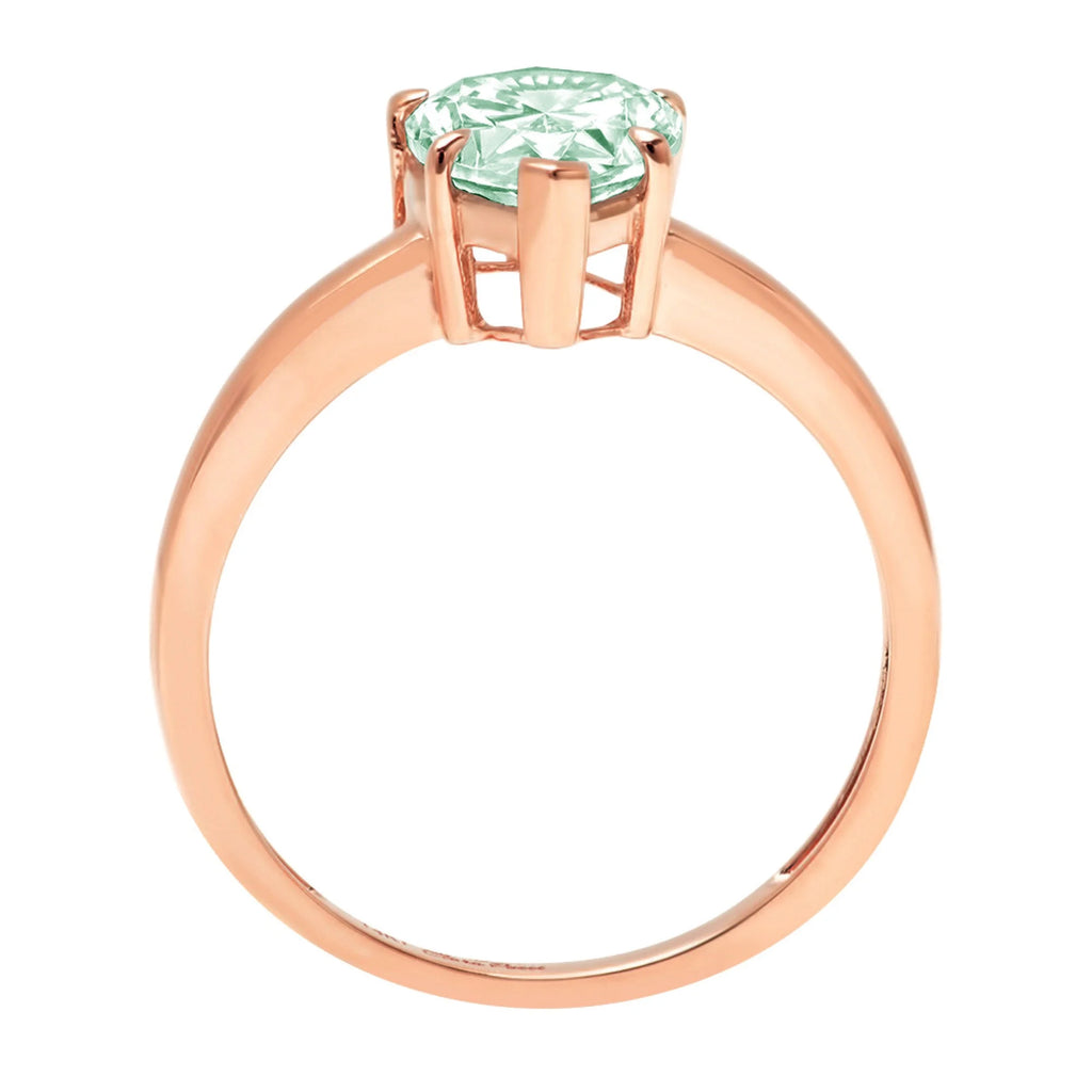 Pear Cut Green Simulated Diamond 18k Pink Rose Gold Engraving Solitaire Ring Size 3.5 Q805678