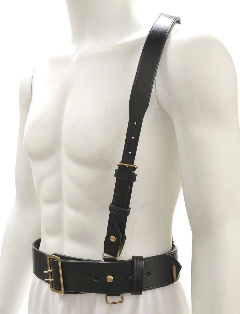 Black Leather Sam Browne Belt with Shoulder Strap C23946