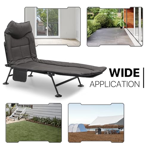 Black Set of 2 Adjustable Reclining Camping Bed with Carry Bag L63107