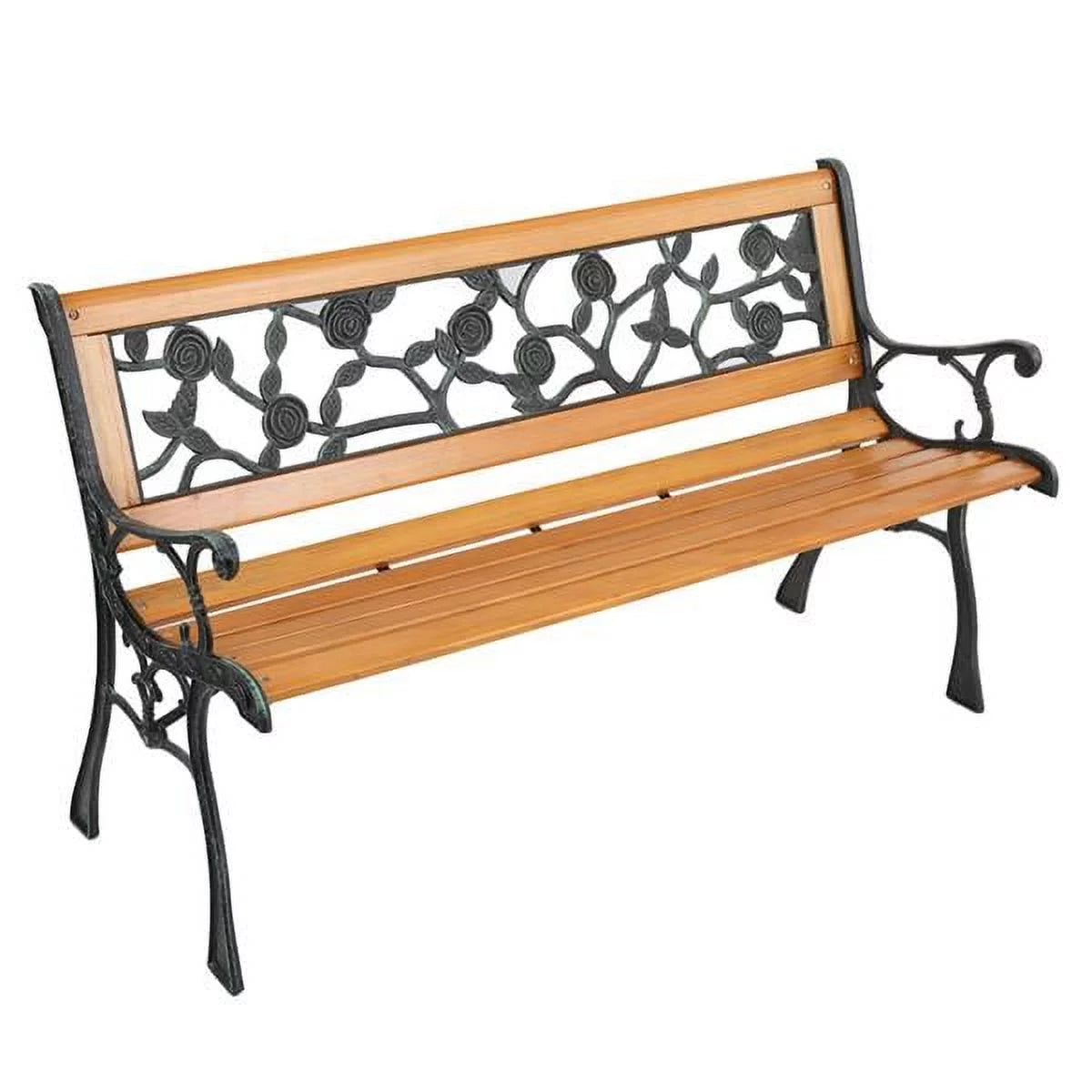 49" Hardwood Cast Iron Garden Bench L47065