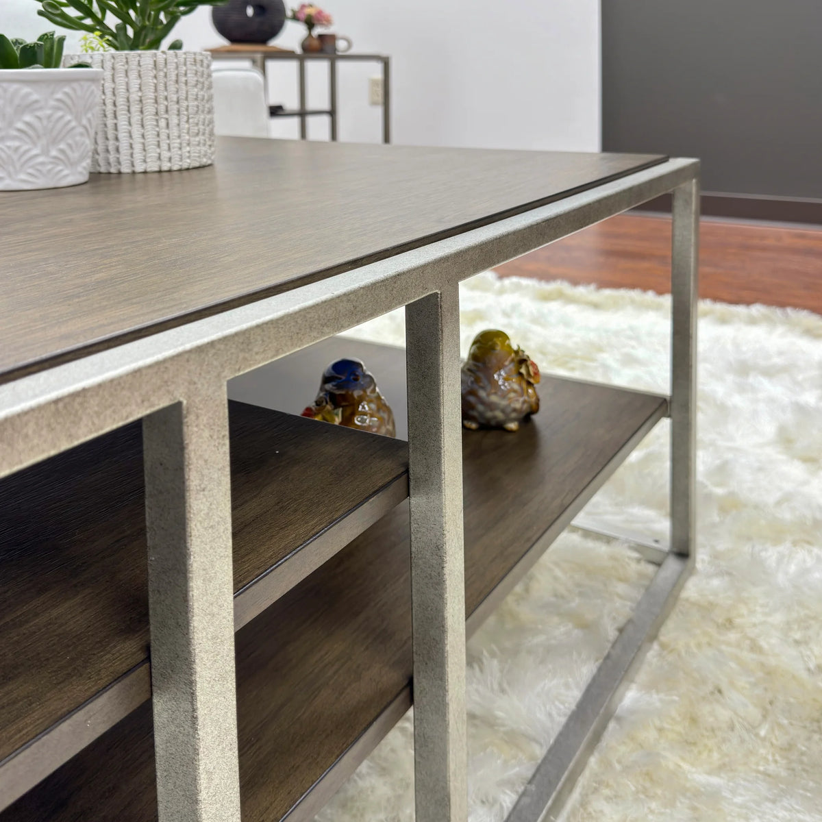 Wood Metal Coffee Table with Shelf H193