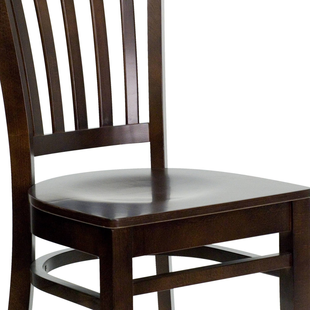 Vertical Slat Back Walnut Wood Restaurant Chair R24011