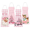 4Pcs Pink Christmas Kitchen Cooking Aprons T47293