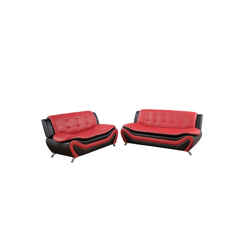 2 Piece Set Faux Leather Black & Red B546641