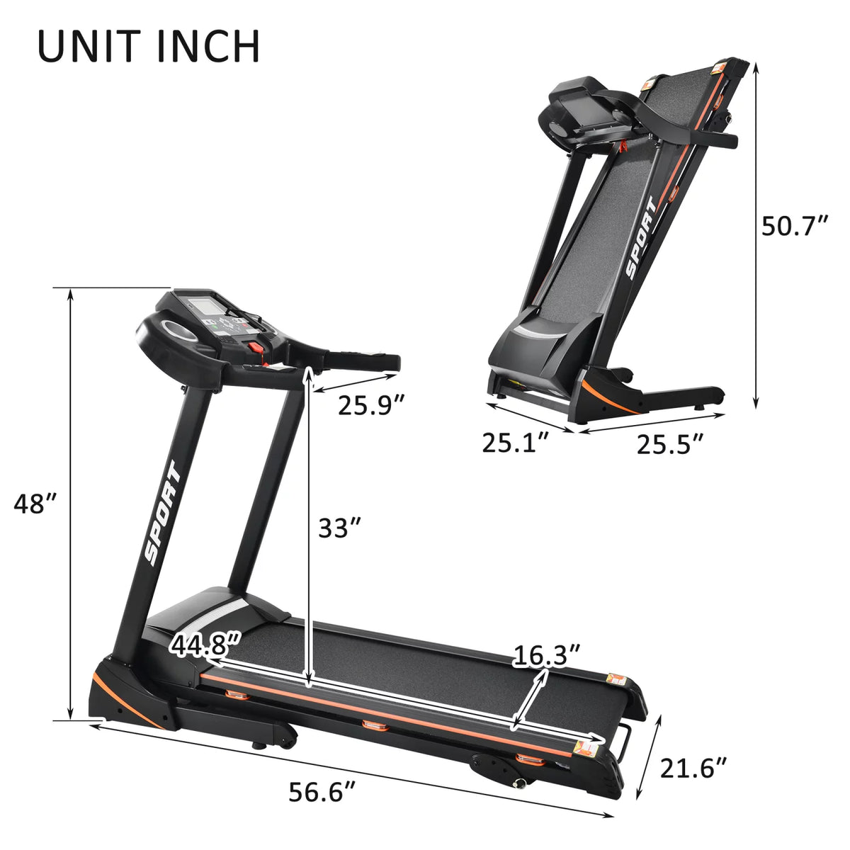 3.5 HP Folding Treadmill 330 LB Capacity J134091