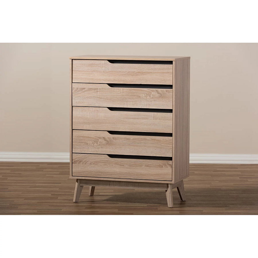 Oak and Grey Wood 5-Drawer Chest I6646