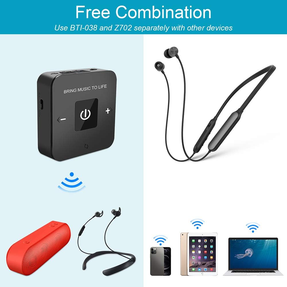 Wireless Headphones with Bluetooth Transmitter Adapter, Bluetooth 5.0 Rechargeable Earbuds Headset X9500
