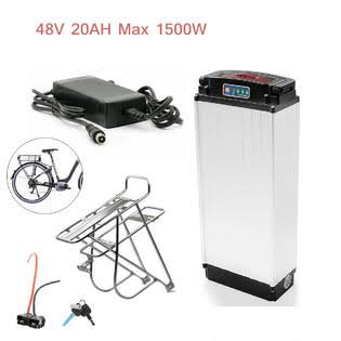 48V 20Ah 1500W Electric Bicycle Lithium Battery Rear Rack Carrier Charger Kit Aluminum W626