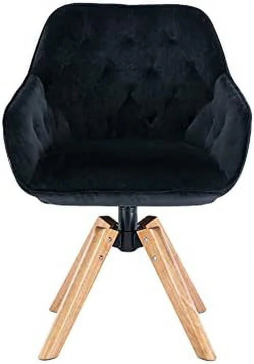 Velvet Swivel Barrel Accent Chair with Wood Legs D906