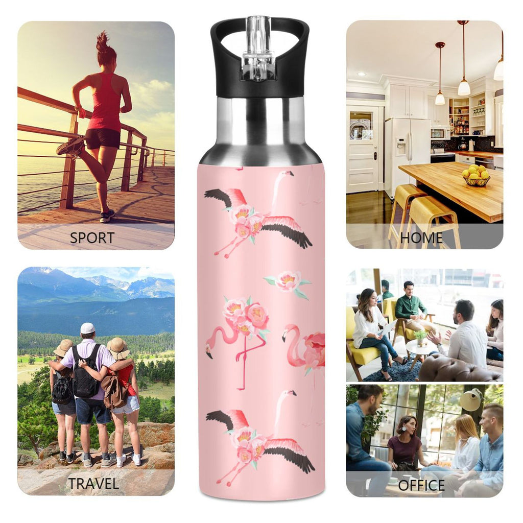 Pink Insulated Stainless Steel Water Bottle with Straw Lid 20 oz L5429