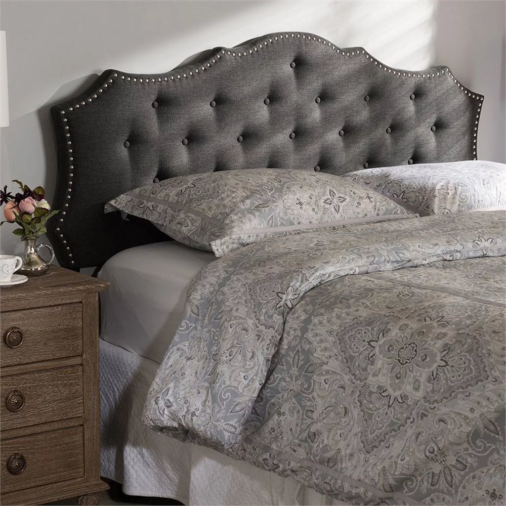 Gray Tufted Fabric King Panel Headboard V184
