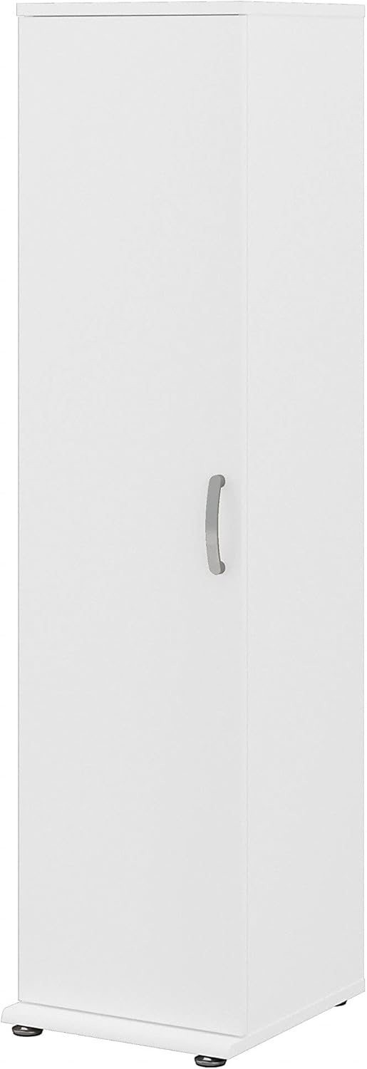 White Tall Narrow Storage Cabinet with Door and Shelves G6917