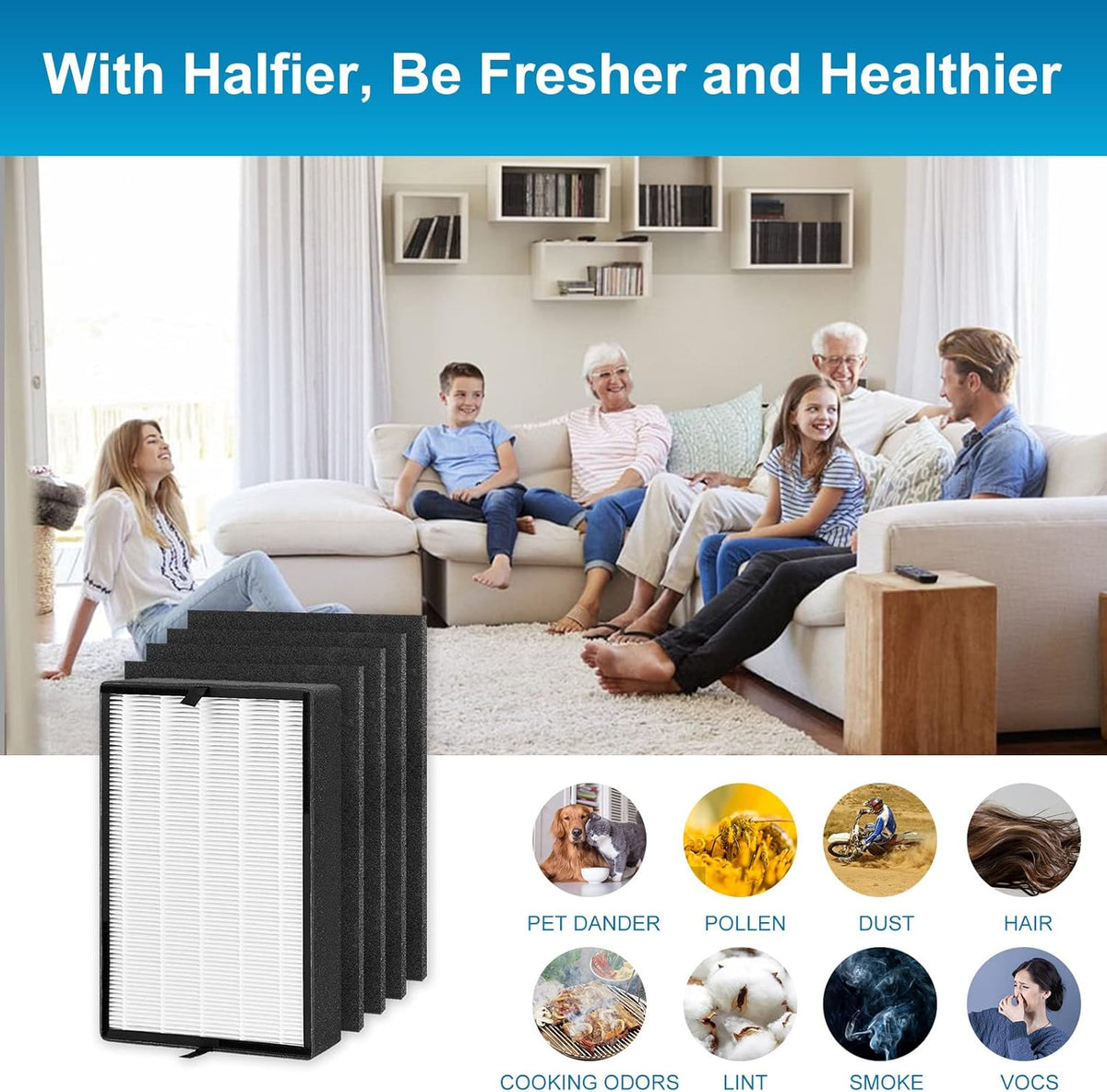 4 Pack H13 HEPA Activated Carbon Filter Replacement T14547
