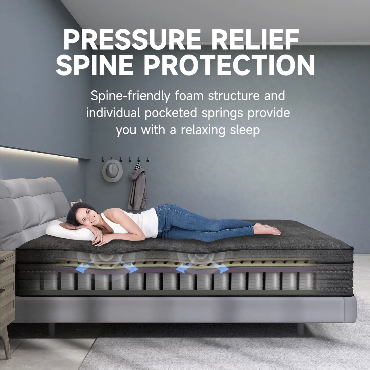 Queen Gel Memory Foam Spring Hybrid Mattress Z194
