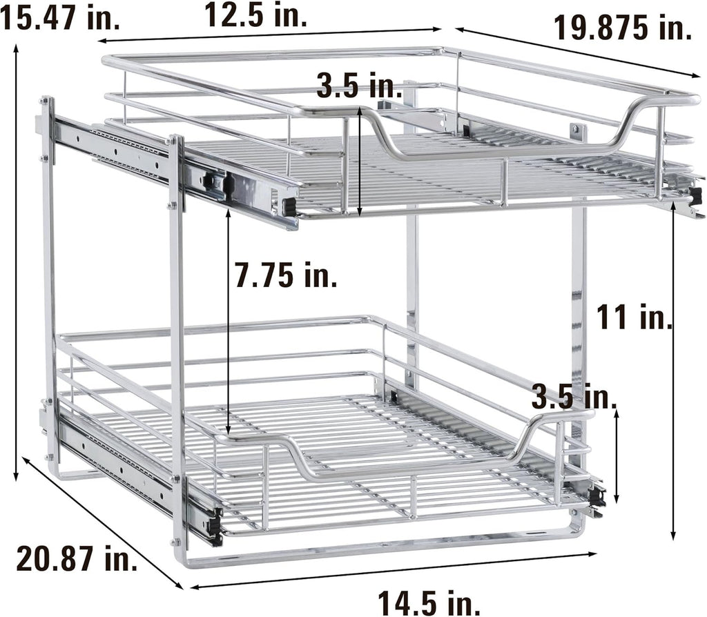 Chrome 2-Tier Sliding Cabinet Organizer V796