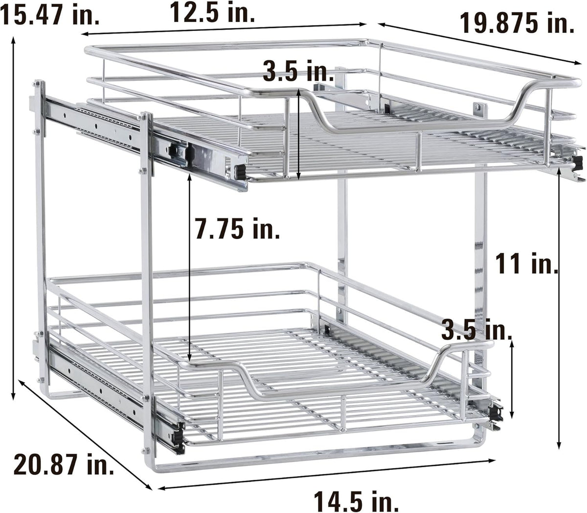 Chrome 2-Tier Sliding Cabinet Organizer V796