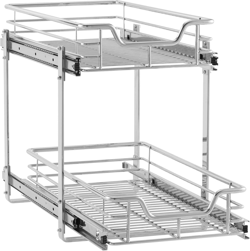 Chrome 2-Tier Sliding Cabinet Organizer V796