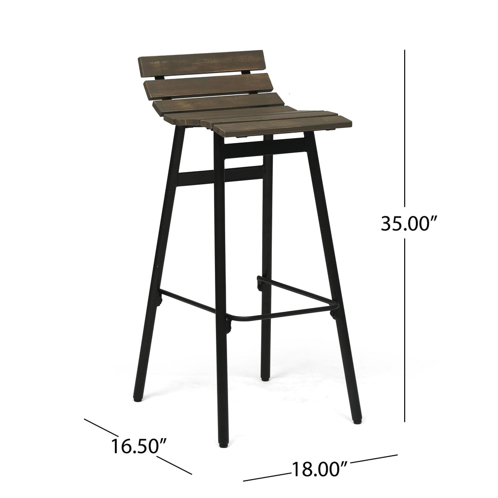 Wooden Barstool Set of 2 Gray Black E594