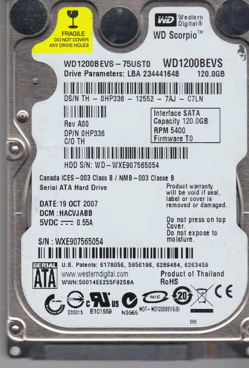 120GB SATA 2.5 Hard Drive W711331