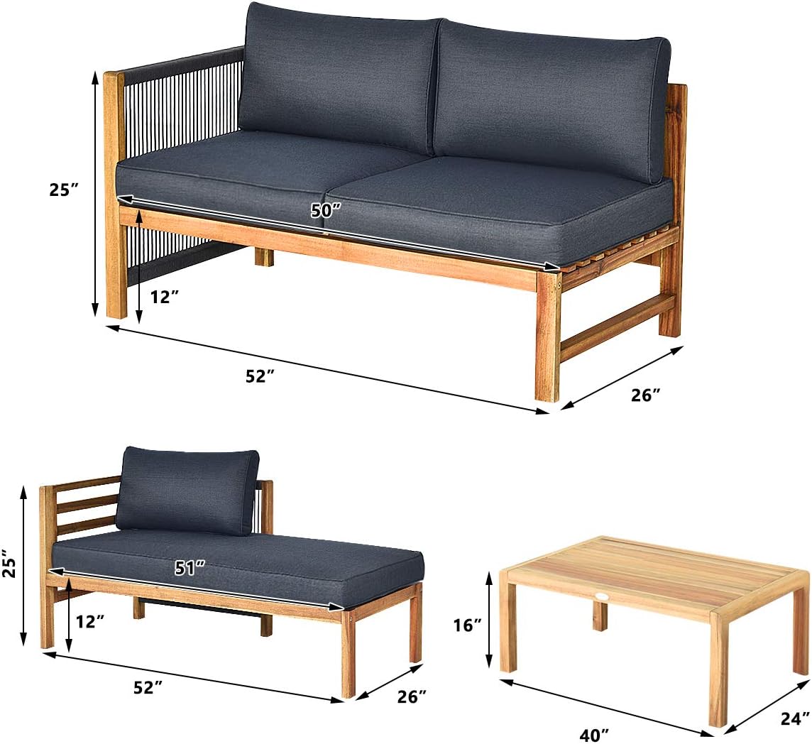 3 Piece Acacia Wood Patio Conversation Set R53847