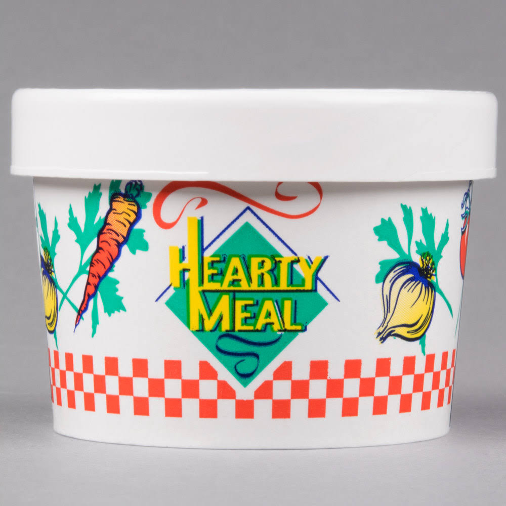 Double-Sided Polyethylene-Coated Paper Food Container with Lid, 8-oz. Capacity Q849109