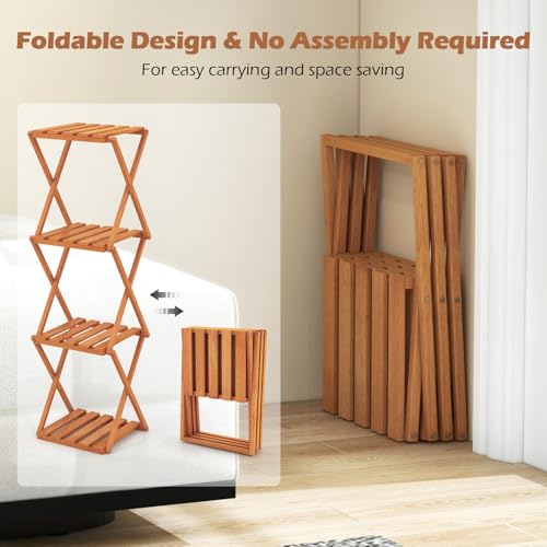 4-Tier Foldable Wooden Plant Stand F482635