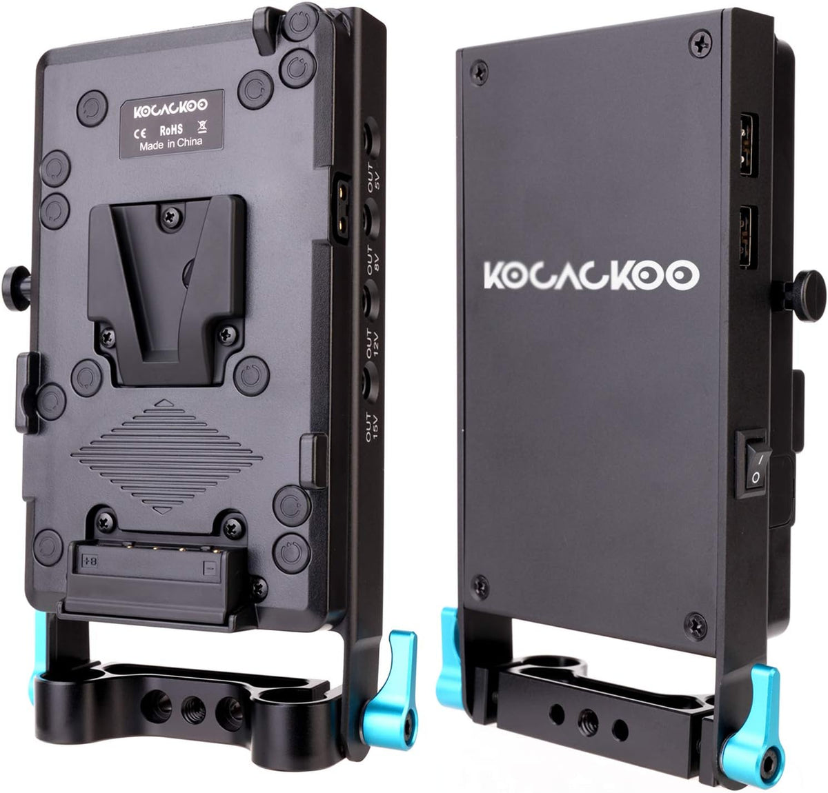 V-Mount Lock Battery Plate Power Supply Splitter Adapter with 15mm Rod Clamp X33469
