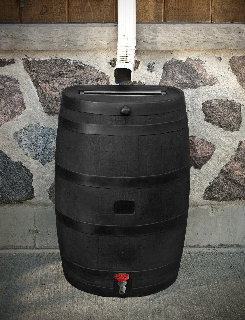 Black 50 Gallon Polyethylene Rain Barrel G105599