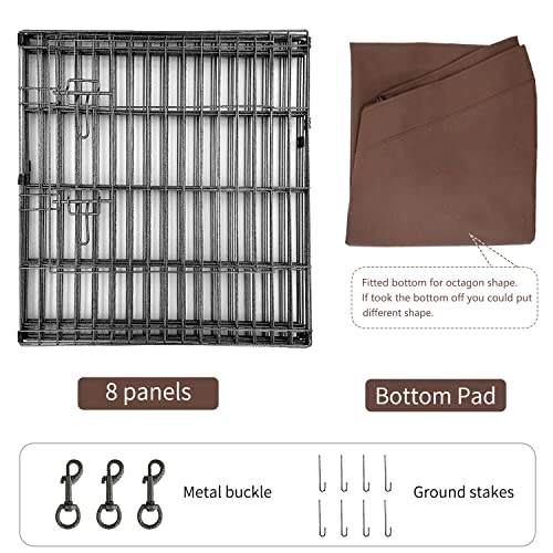 Foldable Metal Dog Playpen 8 Panels 24 Inch with Top Cover K138725