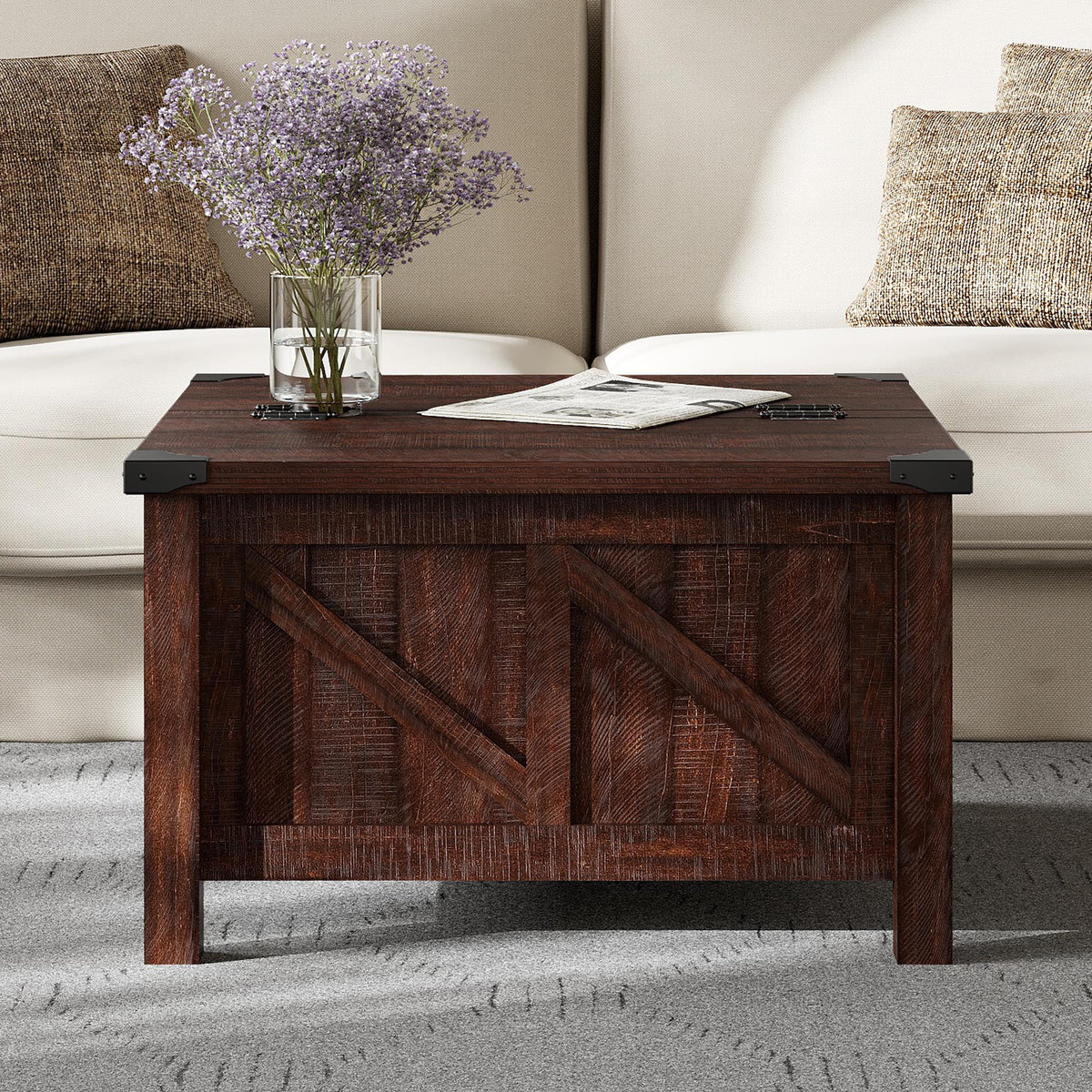 Lift Top Square Coffee Table with Storage Brown G26265