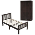 2-Piece Set with Double Sliding Door Wardrobe & Twin Bed W65670