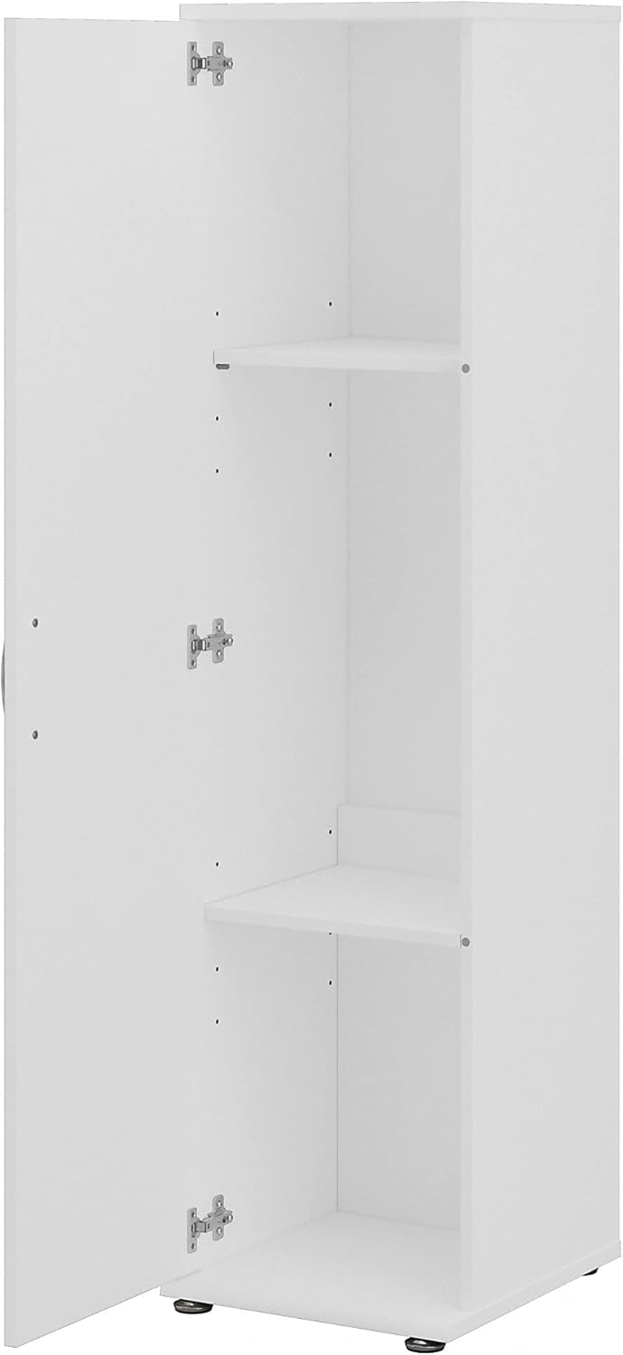 White Tall Narrow Storage Cabinet with Door and Shelves G6917