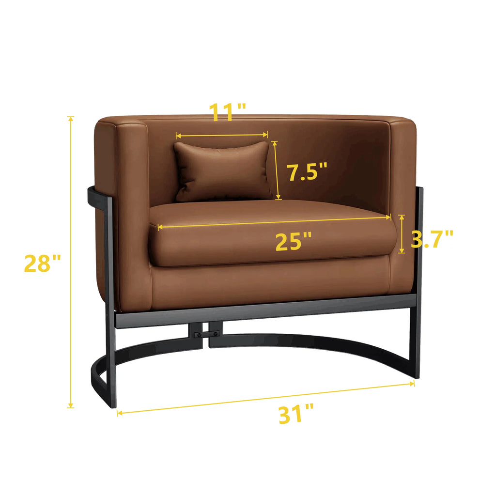 Brown Upholstered Barrel Accent Chair B207