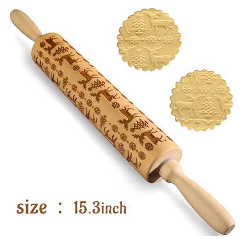 Embossed Wooden Rolling Pin V5642