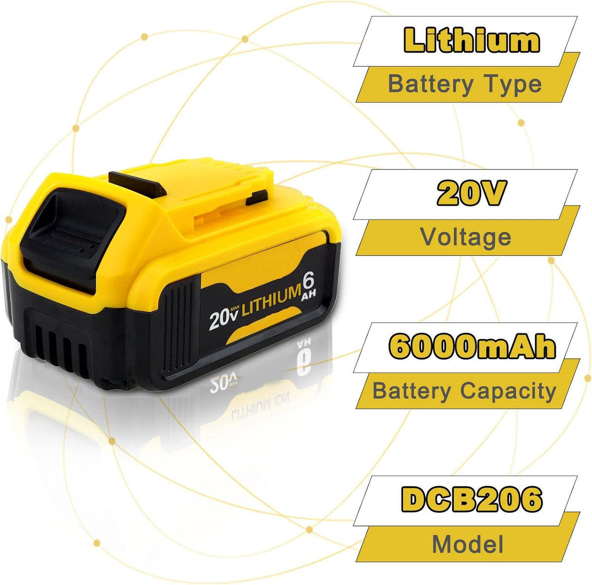 6.0Ah 20 Volt DCB206 Battery 4 Packs I869