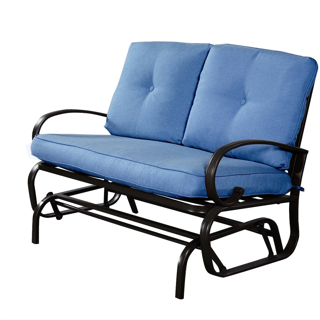 Blue Outdoor Patio Rocking Bench Loveseat R750