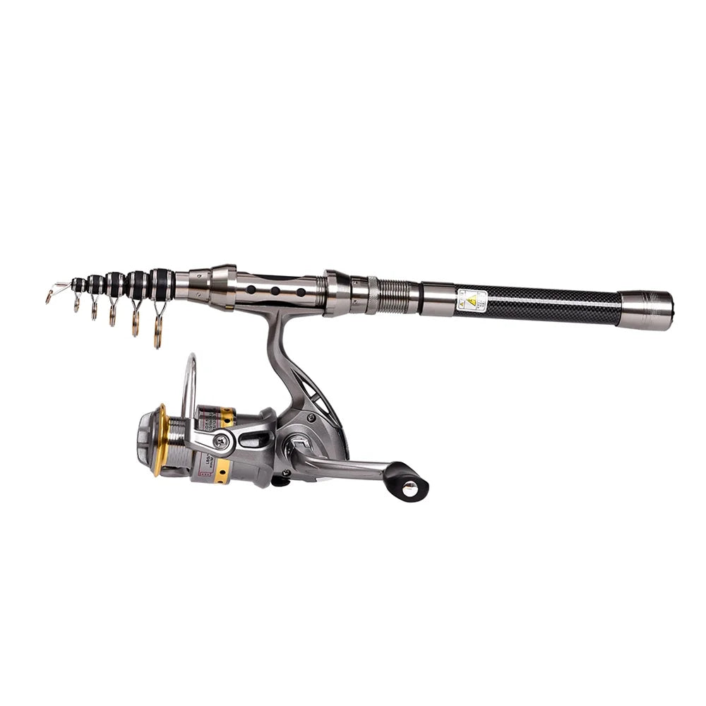 Telescopic Spinning Fishing Rod and Reel Combo Kit with Carrier Bag R47296